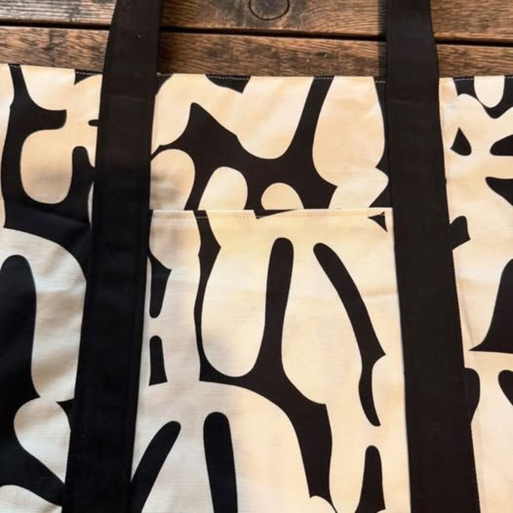 One of a kind! HANDMADE Abstract Canvas & Denim Tote Bag handmade with love!